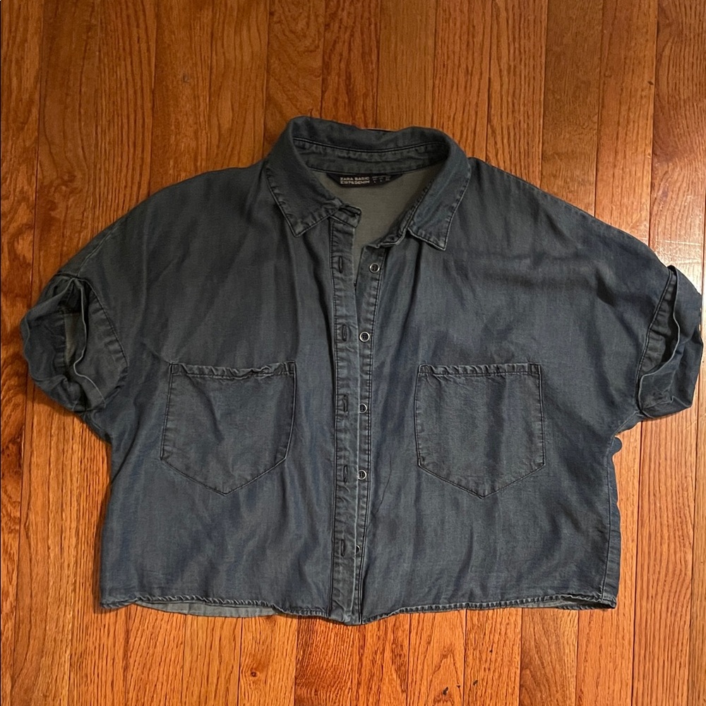 Zara Basic Dark Denim Shirt